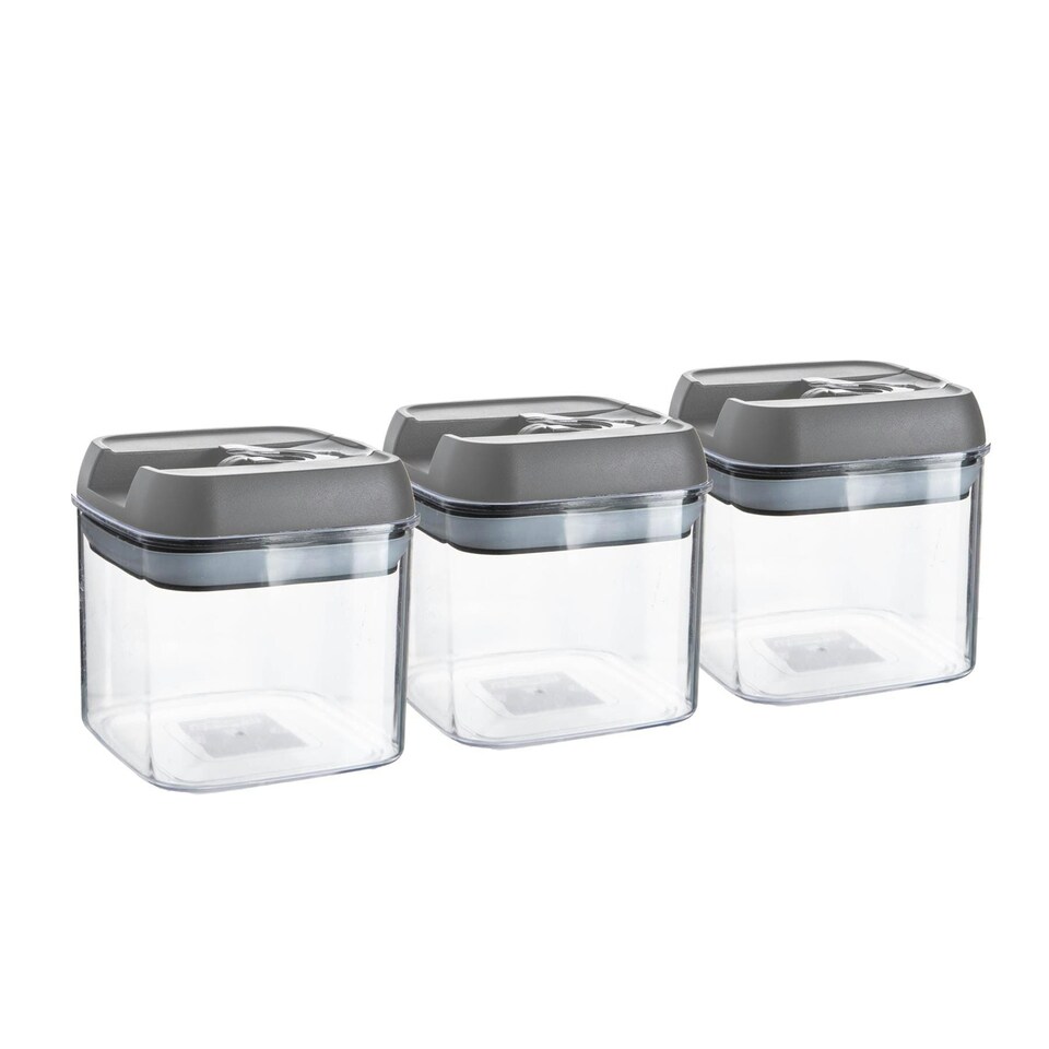 image 1 of Argon Tableware 6x Food Storage Containers - 500ml - Grey Airtight Plastic Storage Pantry Food Organiser with Flip Lock Lid