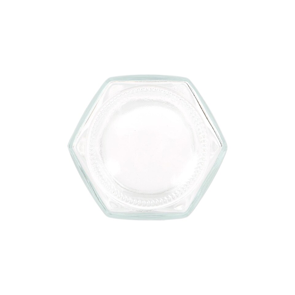 image 1 of Argon Tableware Hexagonal Glass Jam Jars with Black Lids - 250ml - Pack of 6