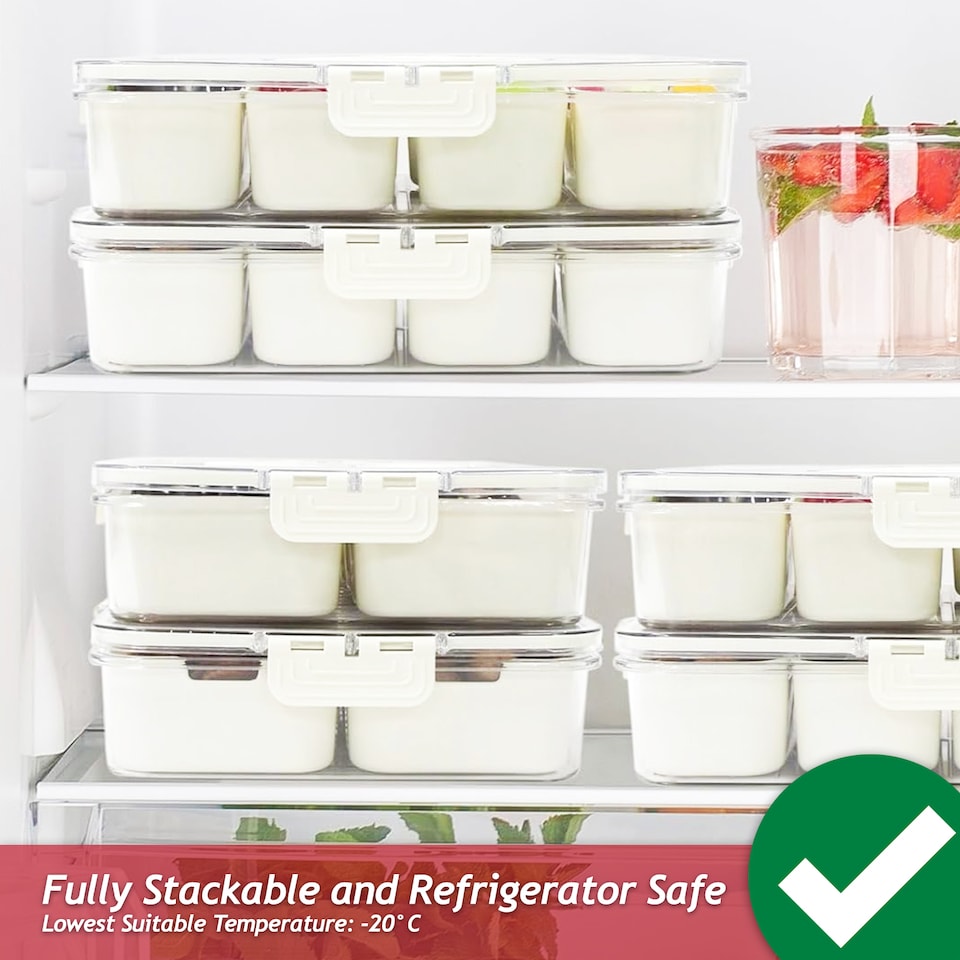image 1 of SPARES2GO Food Storage Containers with Securing Clips Lid and Removable Divider Compartments (2 x Small + 2 x Large)