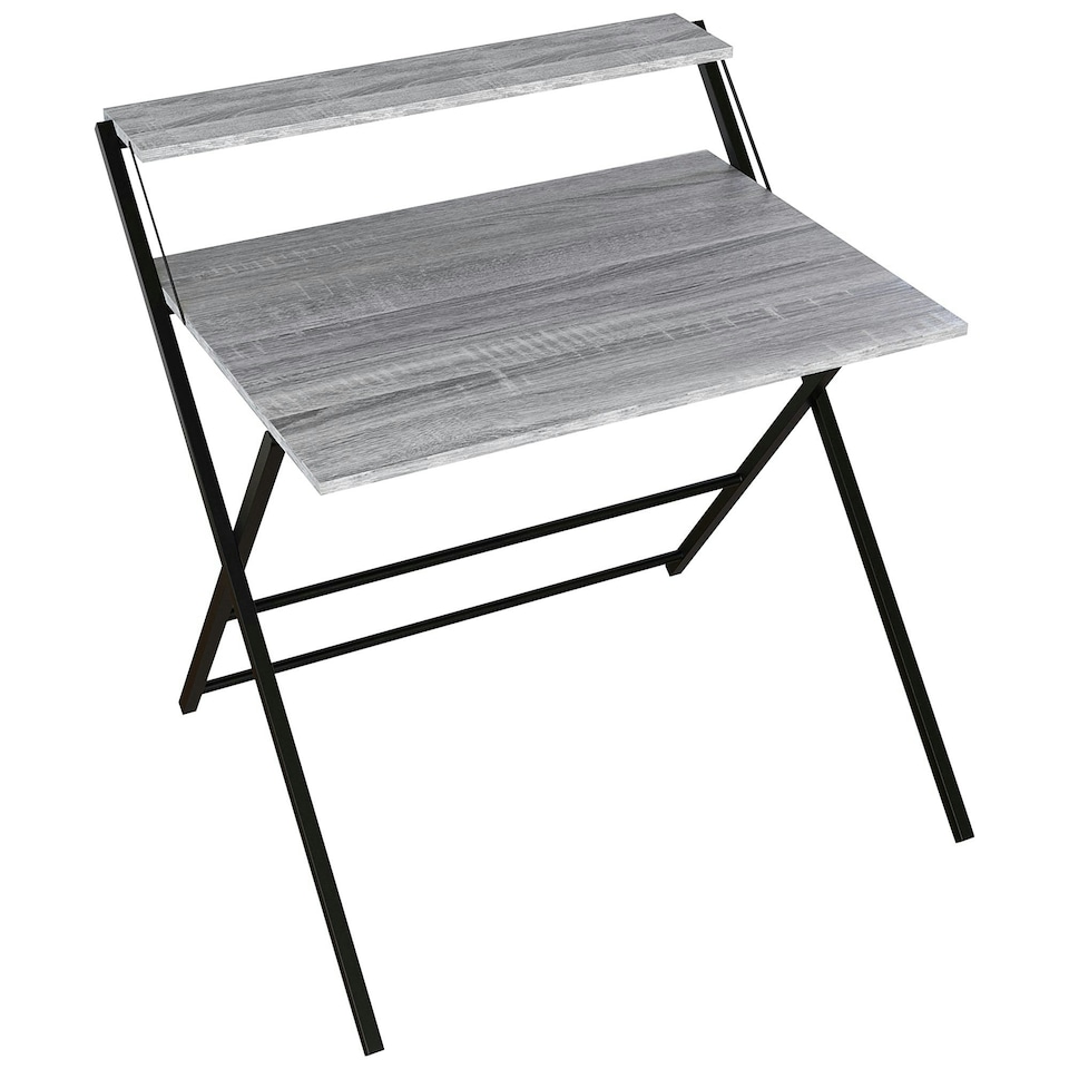 image 1 of Vida Designs Brooklyn Foldable Computer Desk Home Office Workstation, Grey