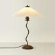 image 3 of ValueLights Wiggle Matte Black Table Lamp with Cream Tapered Shade | Black | White