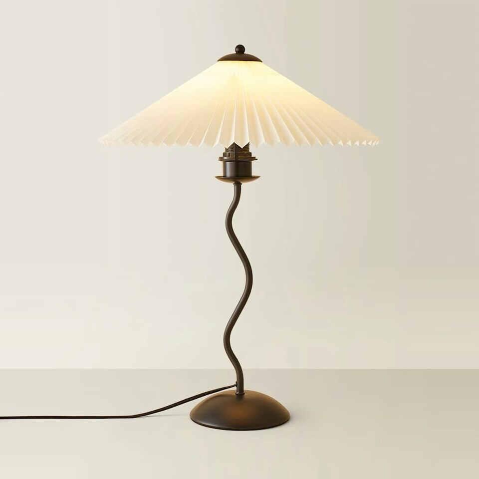image 1 of ValueLights Wiggle Matte Black Table Lamp with Cream Tapered Shade | Black | White