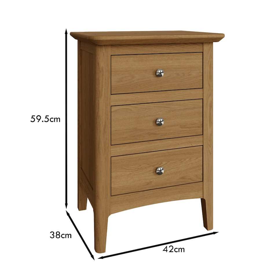 image 1 of Newark Ash 3 Drawer Bedside