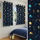 image 1 of Pair of Infinity Blue Metallic Print Kids Curtains 46 x 54 inch (117 x 137 cm) Room Darkening Eyelet Thermal Noise Reducing Curtains for Bedroom