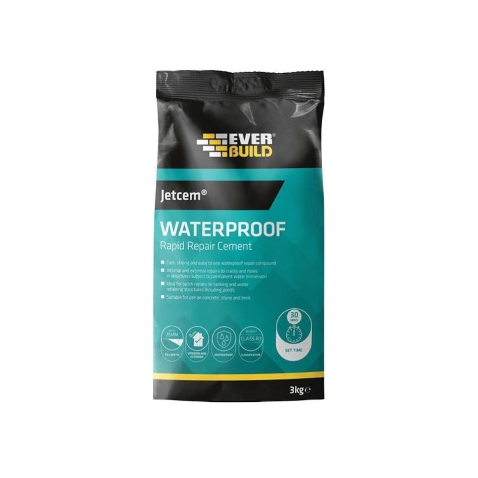 Everbuild Sika Jetcem Waterproofing Rapid Set Cement (single 3kg Pack) - Grey - 3kg