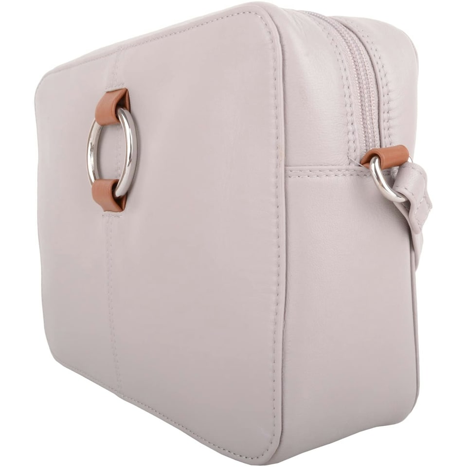image 1 of Genuine Soft Leather Boxy Style Crossbody Shoulder Handbag Blue | Navy