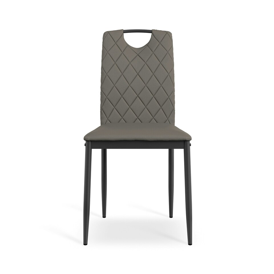 image 1 of Set Of 2 Monza Faux Leather Dining Chair Modern Padded Seat Metal Legs Kitchen Grey | Grey
