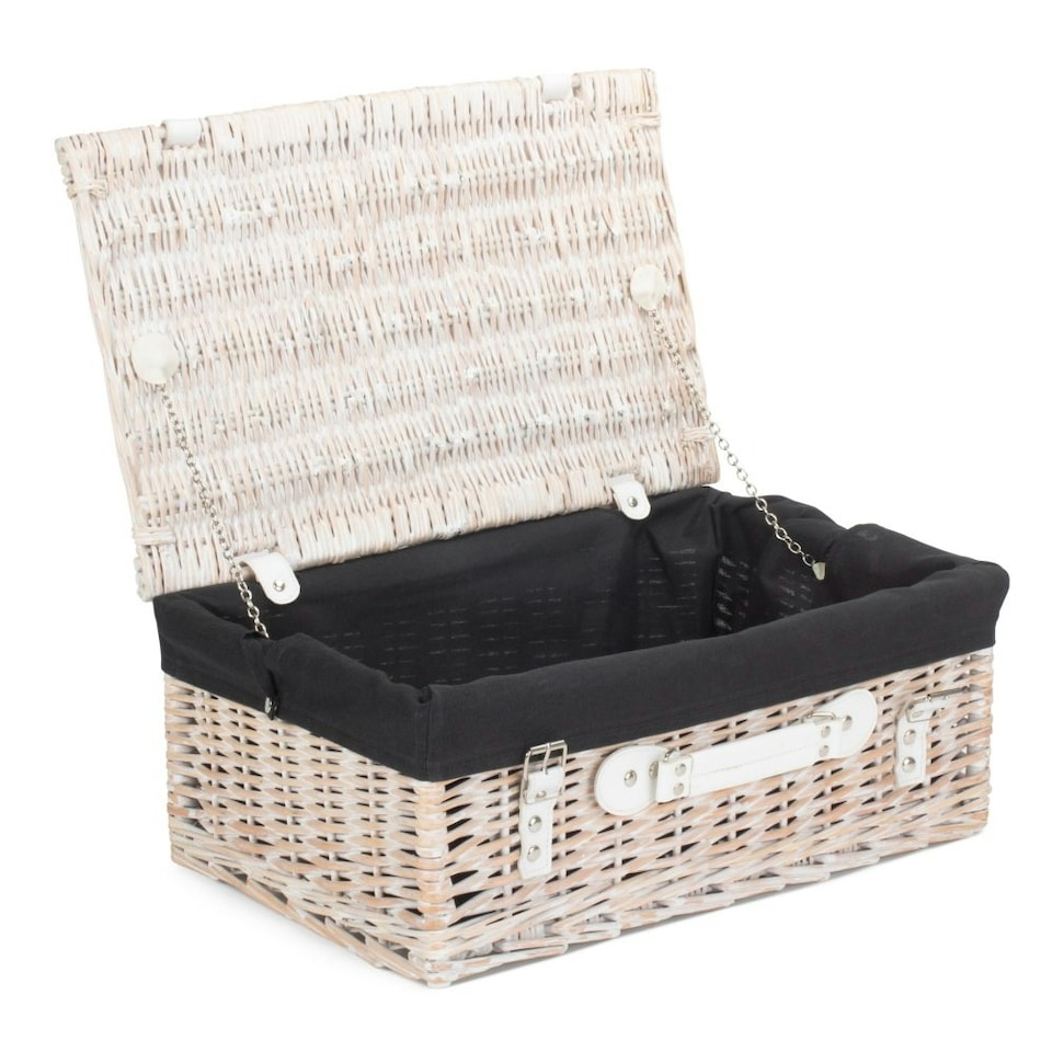 image 1 of 45cm Wicker Picnic Basket with Lining Grey | Grey | One Size