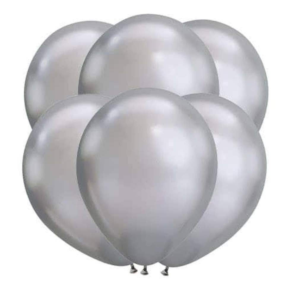image 1 of Chrome Silver Latex Qualatex Balloons 28cm / 11 in - Pack of 100 Chrome
