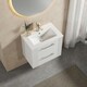 image 3 of Retro 2 Drawer Wall Hung Vanity Unit with Minimalist 1 Tap Hole Ceramic Basin - 600mm - Satin White - Balterley White