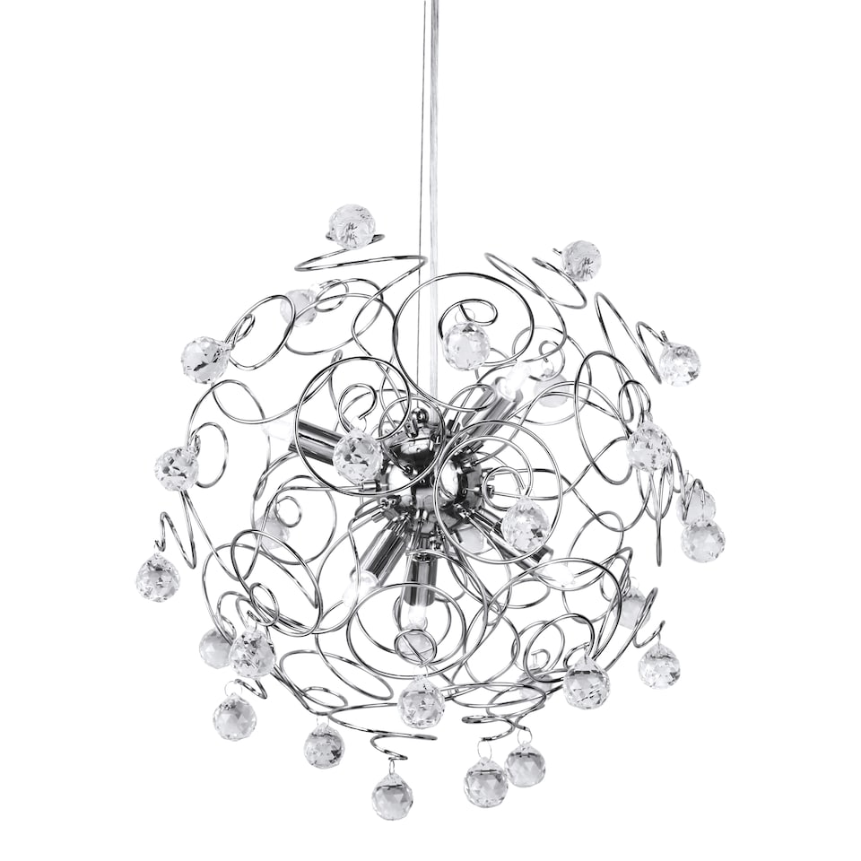 Interiors by Premier Hiram Crystal and Chrome Pendant Light