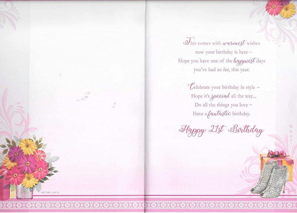 image 1 of On Your 21st Birthday With Best Wishes Female Keepsake Treasures Greeting Card