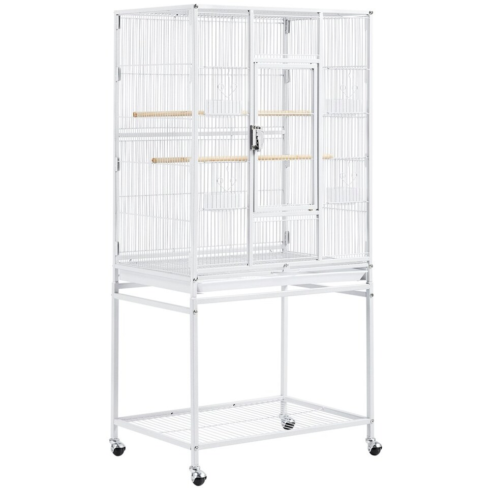 image 1 of Yaheetech 136 cm Tall Mobile Large Parrot Cage w/ Stand White