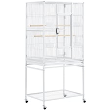 Yaheetech 136 cm Tall Mobile Large Parrot Cage w/ Stand White