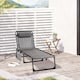 image 1 of Outsunny Portable Sun Lounger, Folding Camping Bed Cot, Reclining Lounge Chair 5-position Adjustable Backrest with Side Pocket, Pillow for Patio Garden Beach Pool | Grey