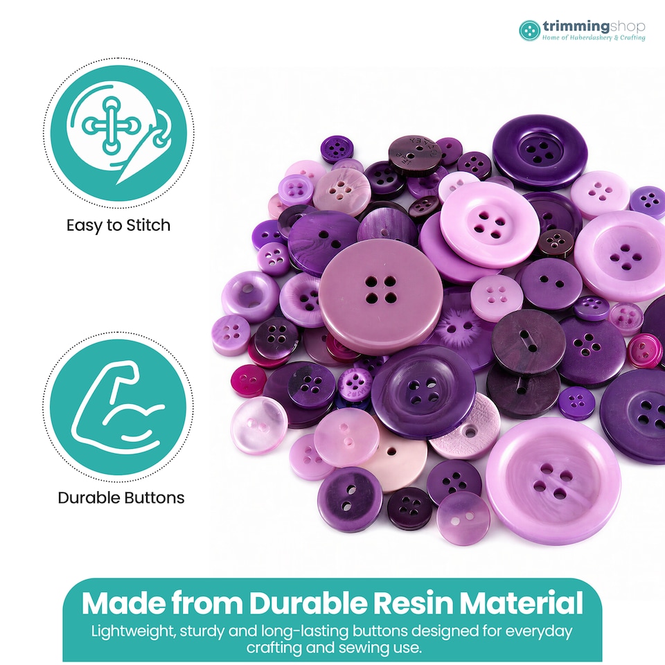 image 1 of 100g Round Resin Button, Assorted Sizes - 2 & 4 Holes