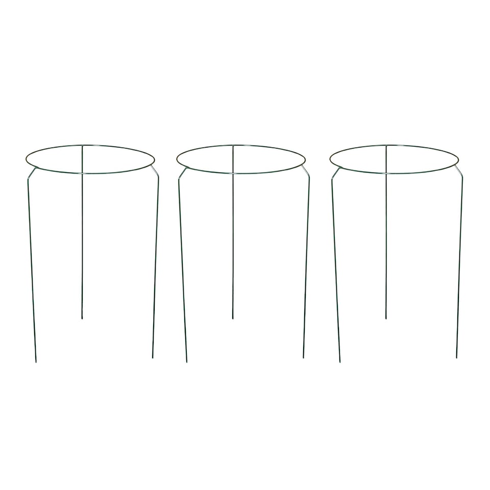 image 1 of Pack of 3 Tom Chambers Urban Metal Herbaceous Garden Plant Support Ring Large 40cm x 60cm