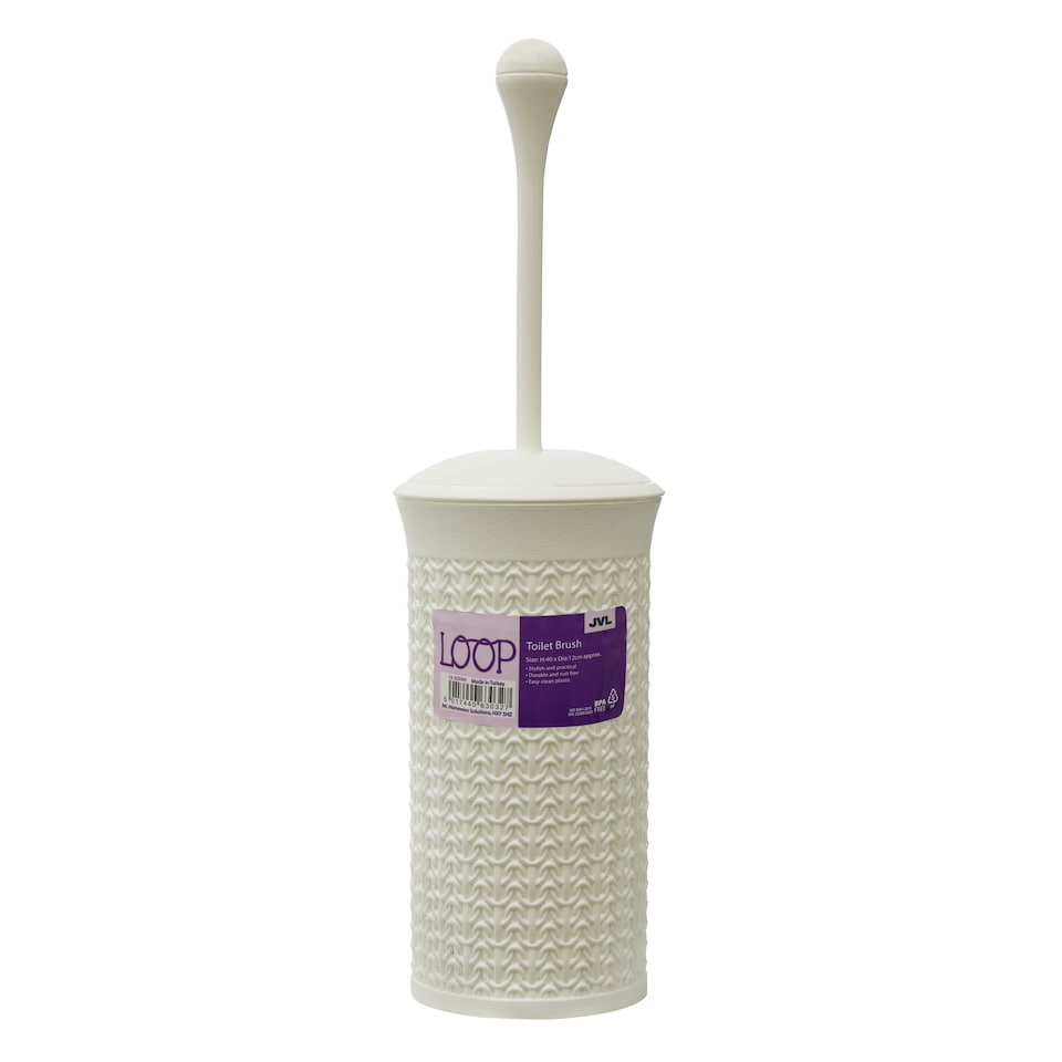 image 1 of JVL Knit Design Loop Plastic Toilet Brush and Holder, Ivory White