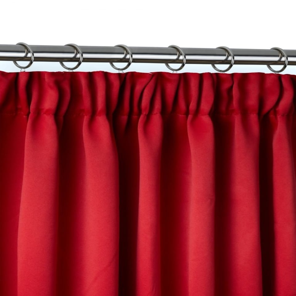 image 1 of Essential Woven Thermal Blackout Pencil Pleat Curtains 168cm x 137cm Red Red | Red