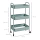 image 5 of HOMCOM 3-tier Storage Trolley on Wheels, Metal Storage Cart, Rolling Ultility Cart with 3 Mesh Baskets for Living Room, Kitchen, Light Blue