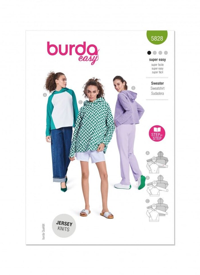 Burda 5828 Paper Sewing Pattern – Women’s Tops & Sweaters, Sizes 8–22 (34–48), Easy