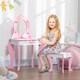 image 7 of ZONEKIZ Kids Vanity Set w Mirror, Drawer, Cute Patterns, for Girls - Pink | Pink | White
