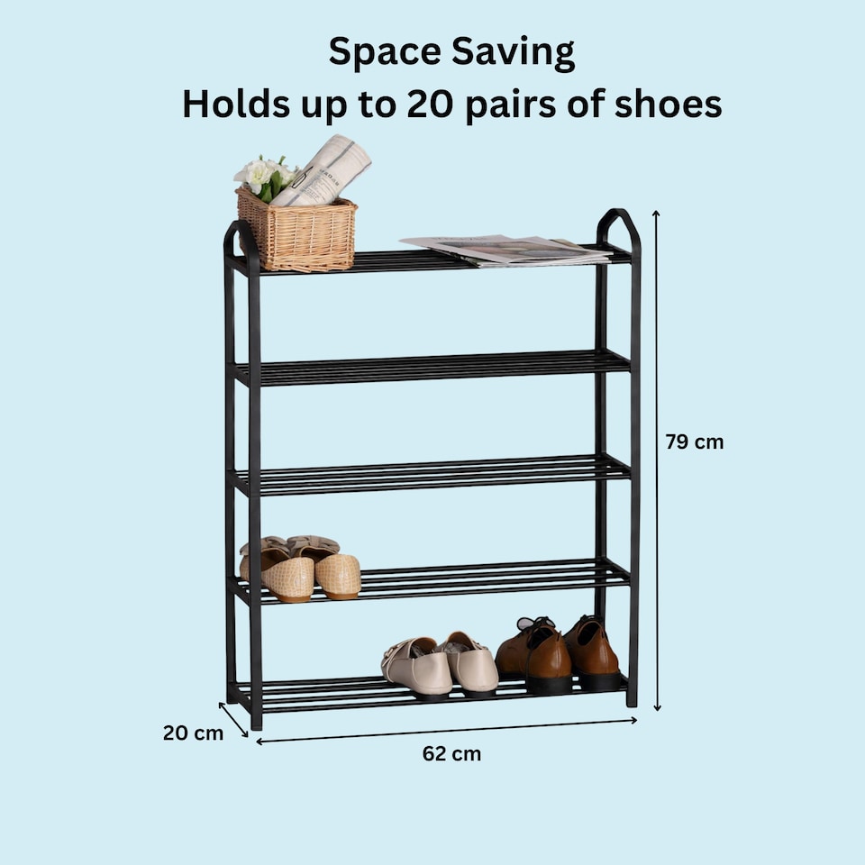image 1 of 4 or 5 Tier Shoe Storage Rack Footwear Stand Shelf Hallway Entryway Organiser | Black