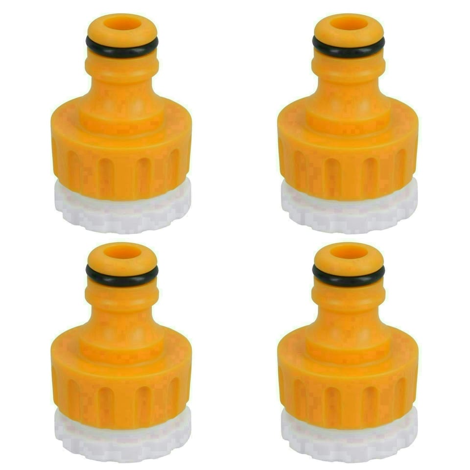 image 1 of Outdoor Garden Tap Hose Threaded Tap Connector 3/4in with 1/2in Reducer 4pc