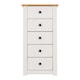image 3 of Panama 5 Drawer Chest - L44 x W46 x H89.5 cm - White/Natural Wax