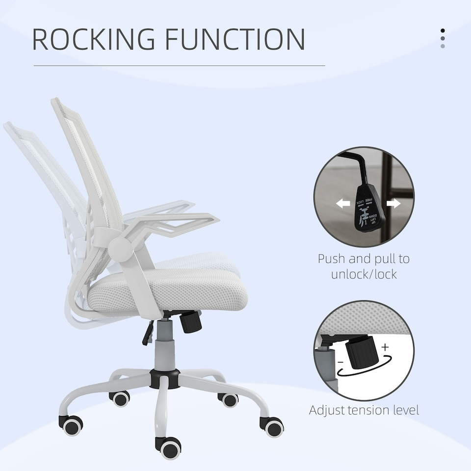 image 1 of Vinsetto Mesh Swivel Office Chair with Lumbar Support, White