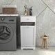 image 7 of HOMCOM Bathroom Cabinet with Folding Laundry Hamper and Drawer, White