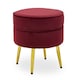 image 1 of Interiors by Premier Red Velvet Round Footstool, Ottoman Small Footstool with Soft Upholstery, Velvet Pouffe for Home