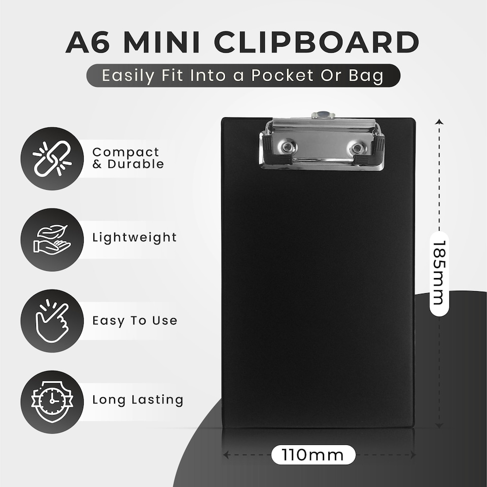 image 1 of Pack of 10 Black Mini Clipboards