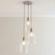 image 2 of ValueLights Kira Glass Dome 3 Drop Cluster Brushed Chrome Ceiling Pendant Light with Bulbs Silver