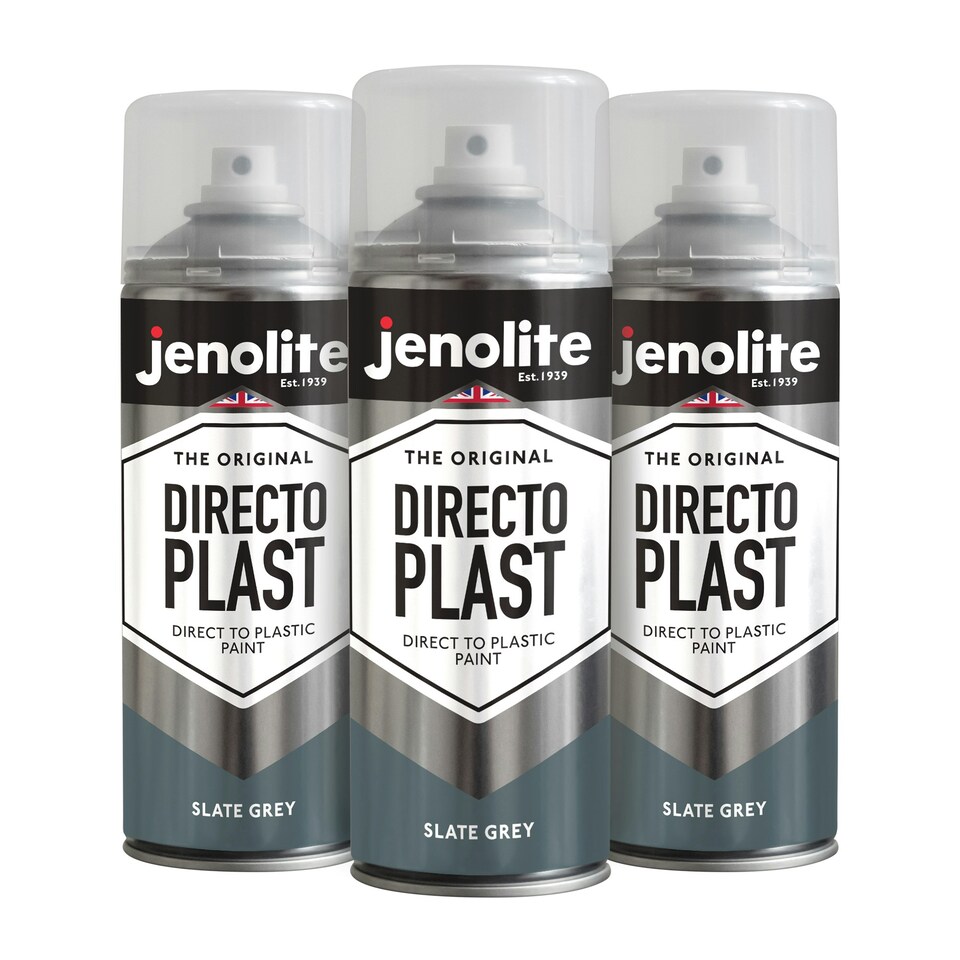 image 1 of Jenolite Directoplast Multi-Surface Paint - Slate Grey Gloss - 400ml Spray Can - 3-Pack