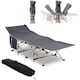 image 2 of Outsunny Single Person Camping Bed Folding Cot Outdoor Patio Portable Military Sleeping Bed Travel Guest Leisure Fishing with Side Pocket and Carry Bag - Grey