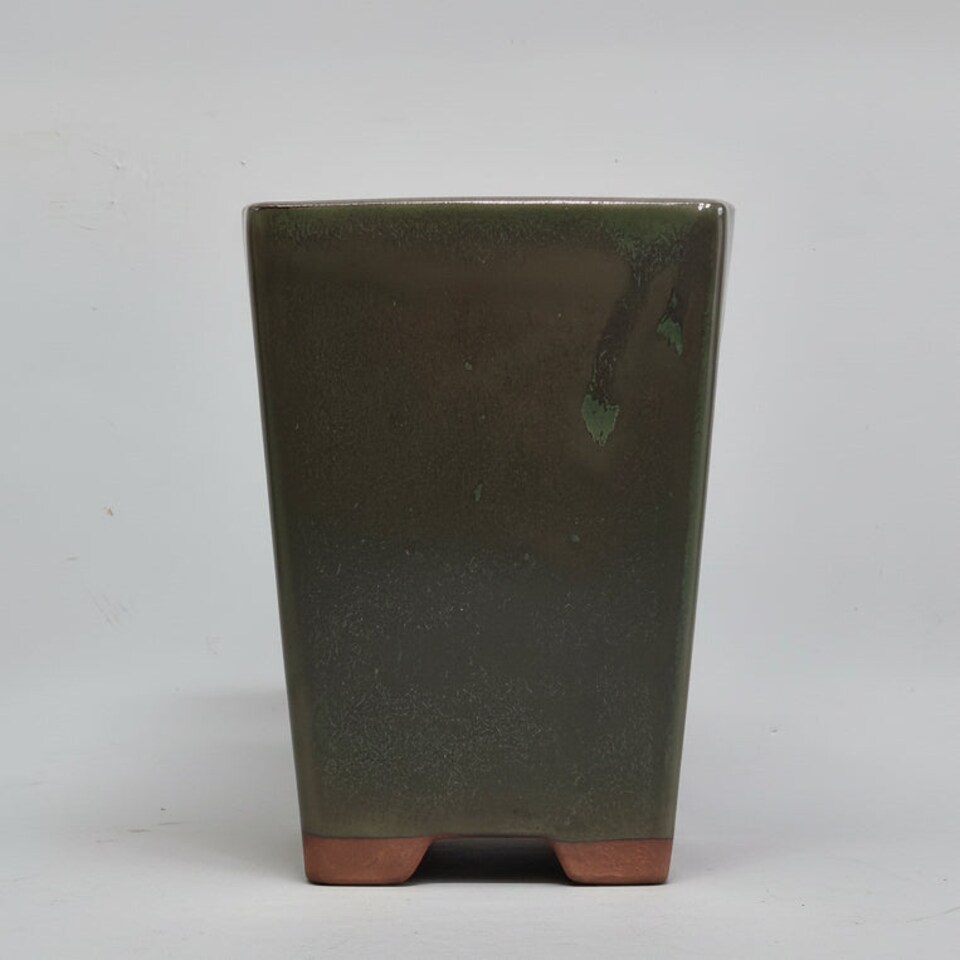 Yorkshire Bonsai 13cm Glazed Bonsai Pot Cascade 13cm x 19cm Silver Green