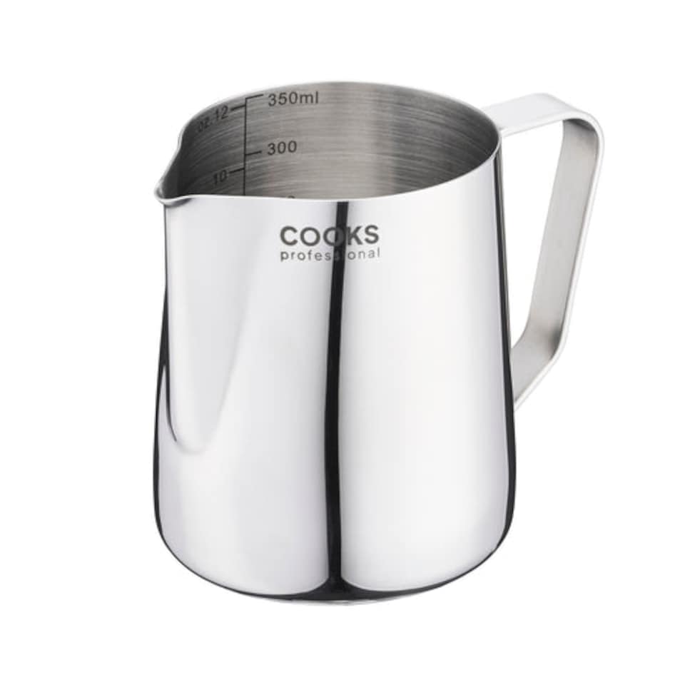 Cooks Professional Stainless Steel Milk Steaming Jug with Pouring Spout & Internal Measurement Guides