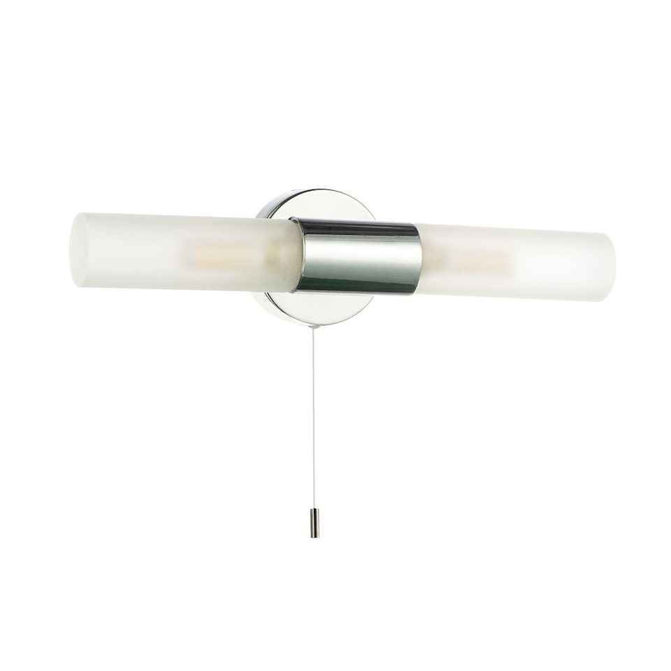 image 1 of Modern Chrome IP44 Rated Bathroom Wall Light Fitting with Tubular Glass Shades | Chrome