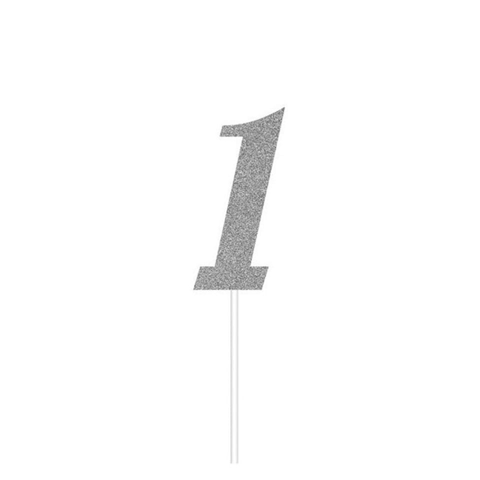 Creative Party Number 1 Cake Topper - Silver - One Size