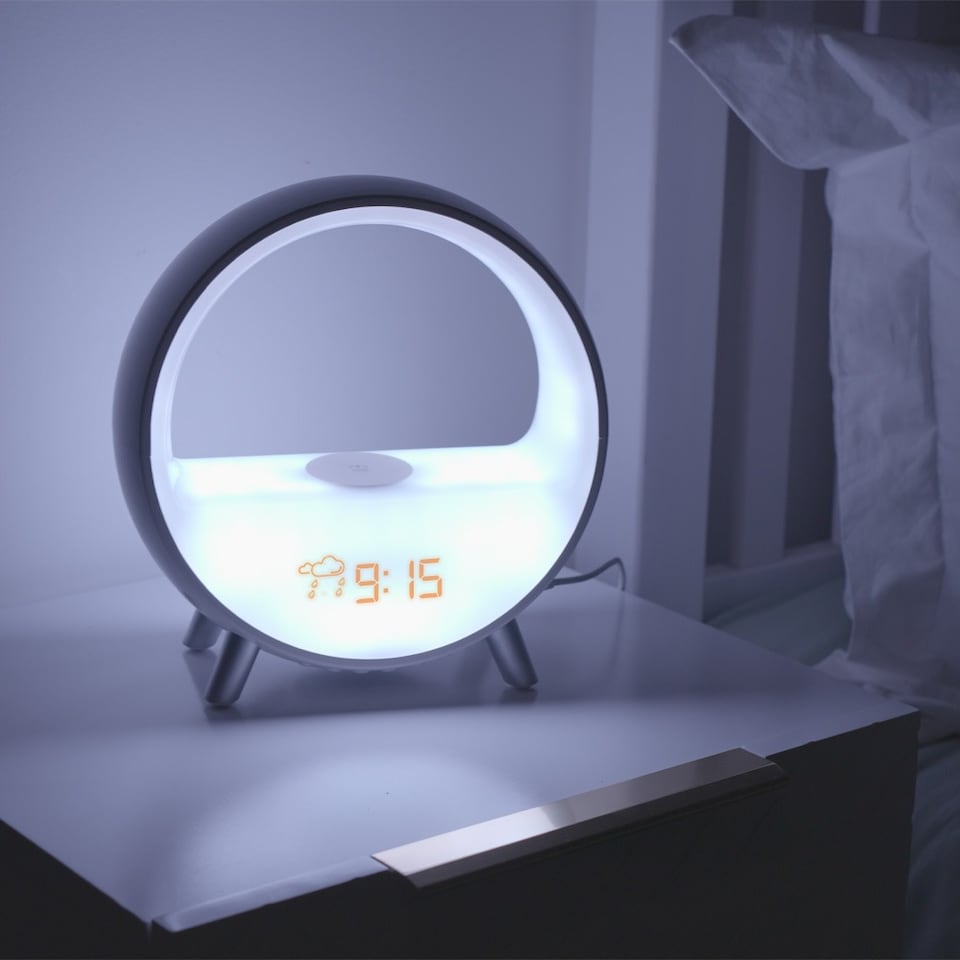 image 1 of ValueLights SMART Sunrise Alarm Clock & Ambient Nightlight with Bluetooth Speaker and Wireless Phone Charger