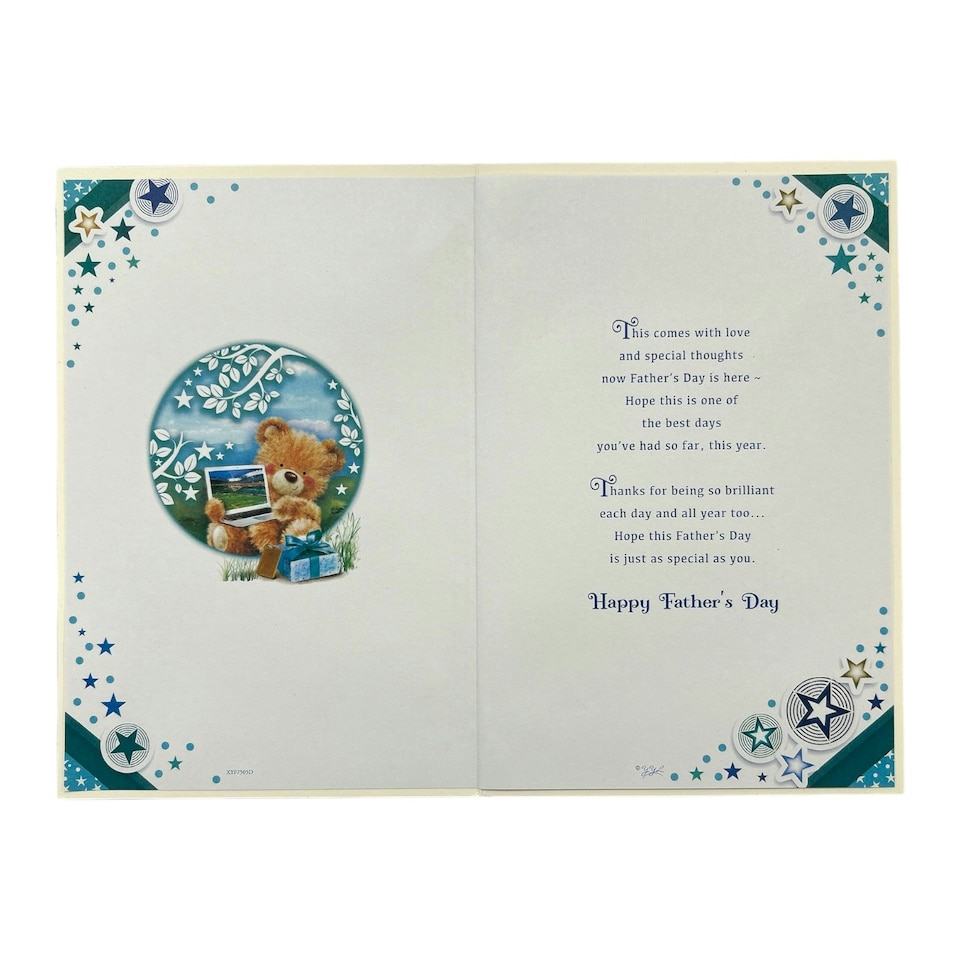 image 1 of For A Special Dad Teddy With Laptop Design Father's Day Card