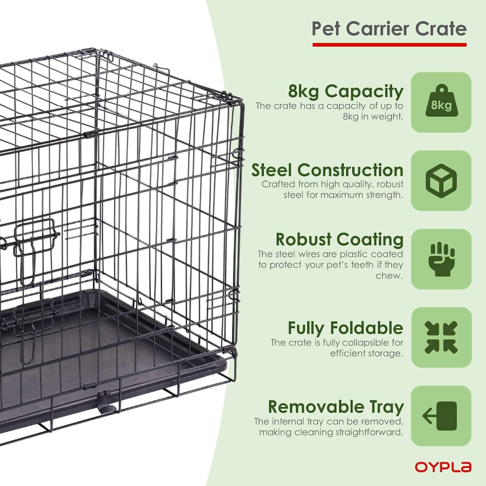image 1 of Oypla 24" Folding Metal Dog Cage Puppy Transport Crate Pet Carrier