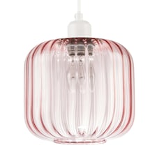 Contemporary Soft Pink Glass Wide Ribbed Square Pendant Light Shade