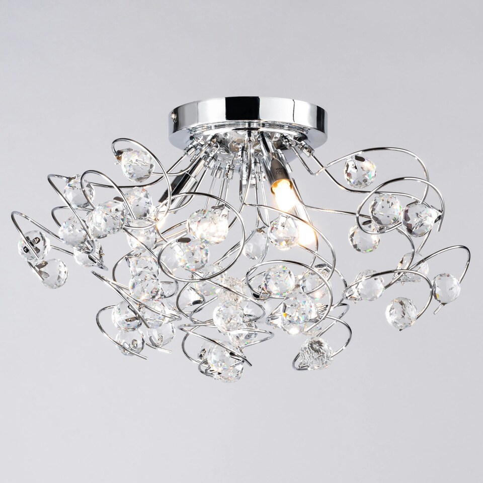 image 1 of BHS Lila 3 Light Flush Ceiling Light, Chrome