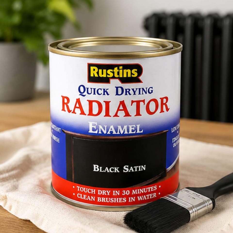 image 1 of Rustins Quick Drying Radiator Enamel Satin - Black 500ml | Black | 500ml | 1