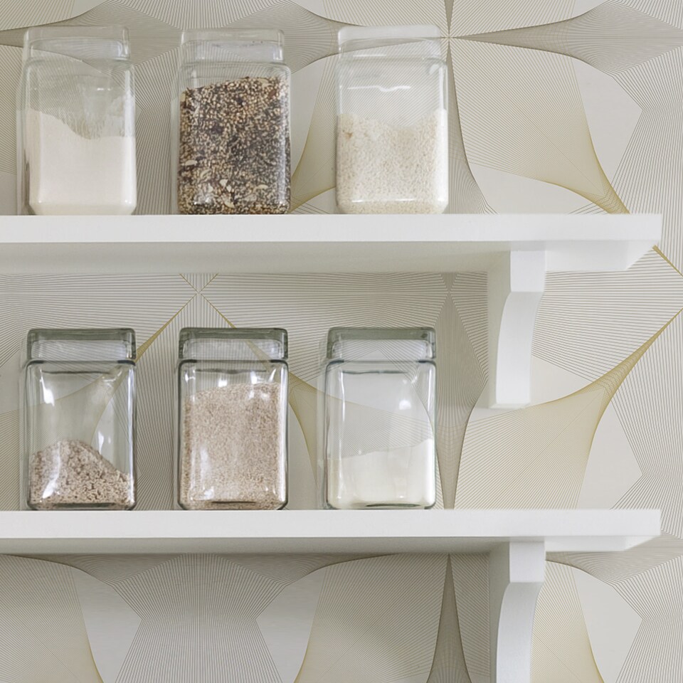 image 1 of NuWallpaper NUS3575 Inuition Peel & Stick Wallpaper, White & Gold | White | White & Gold | 2.86m² | 1