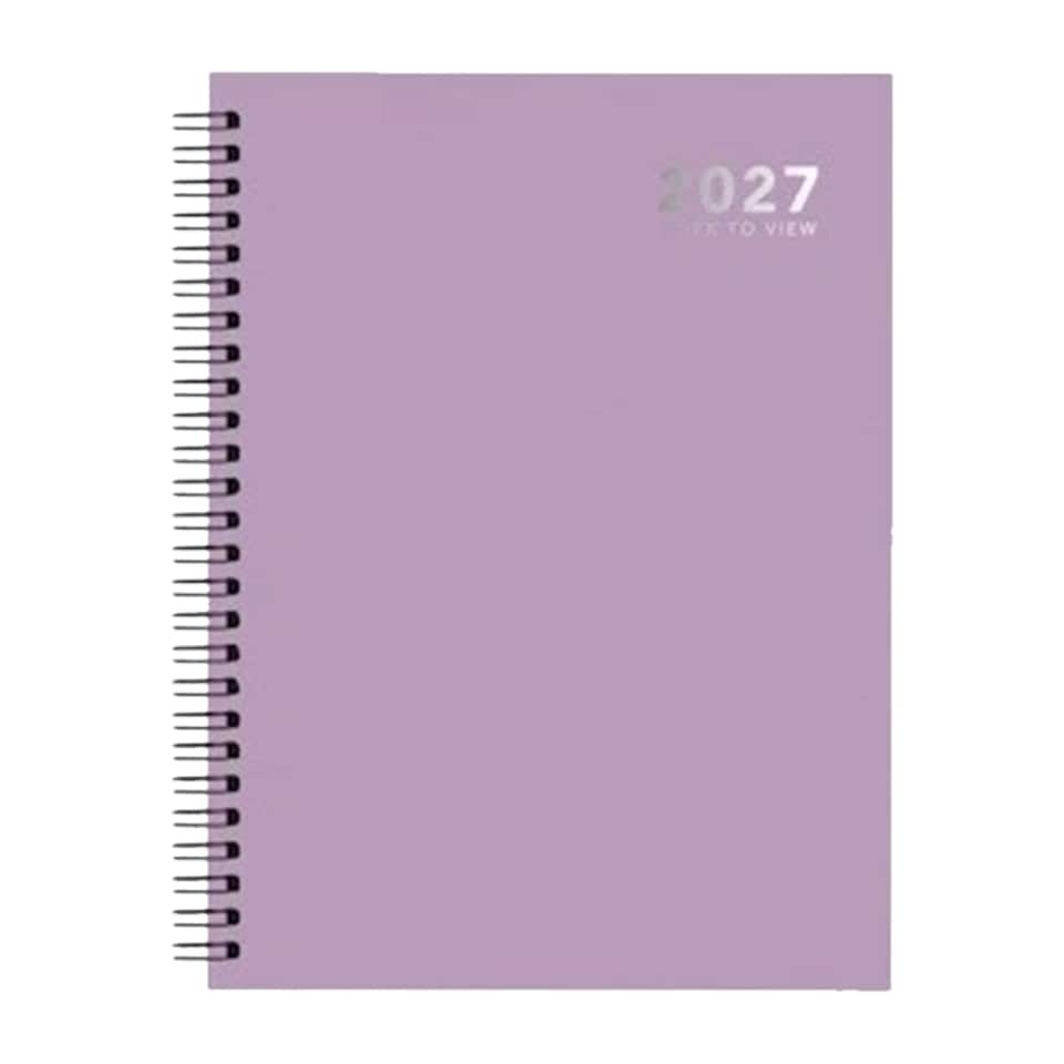 image 1 of 2027 Diary A5 Size Wiro Week to View Bright Diary Spiral Week To View Hardcover Diaries Planner Organizer (Purple)