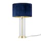 image 1 of Aura - Satin Brass Table Lamp with Navy Blue Pleated Velvet Shade Bronze | Blue