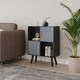 image 3 of Black 4-Cube Storage Unit with 2 Metal Handle Doors and Legs | Grey | Grey & Black | 1